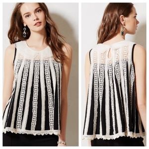 Anthropologie Lili’s Closet Peter Pan Collar Swing Top Women’s Black Ivory